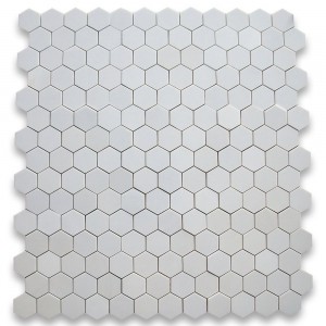 Thassos White  Marble Hexagon Polished Mosaic 3 inch 